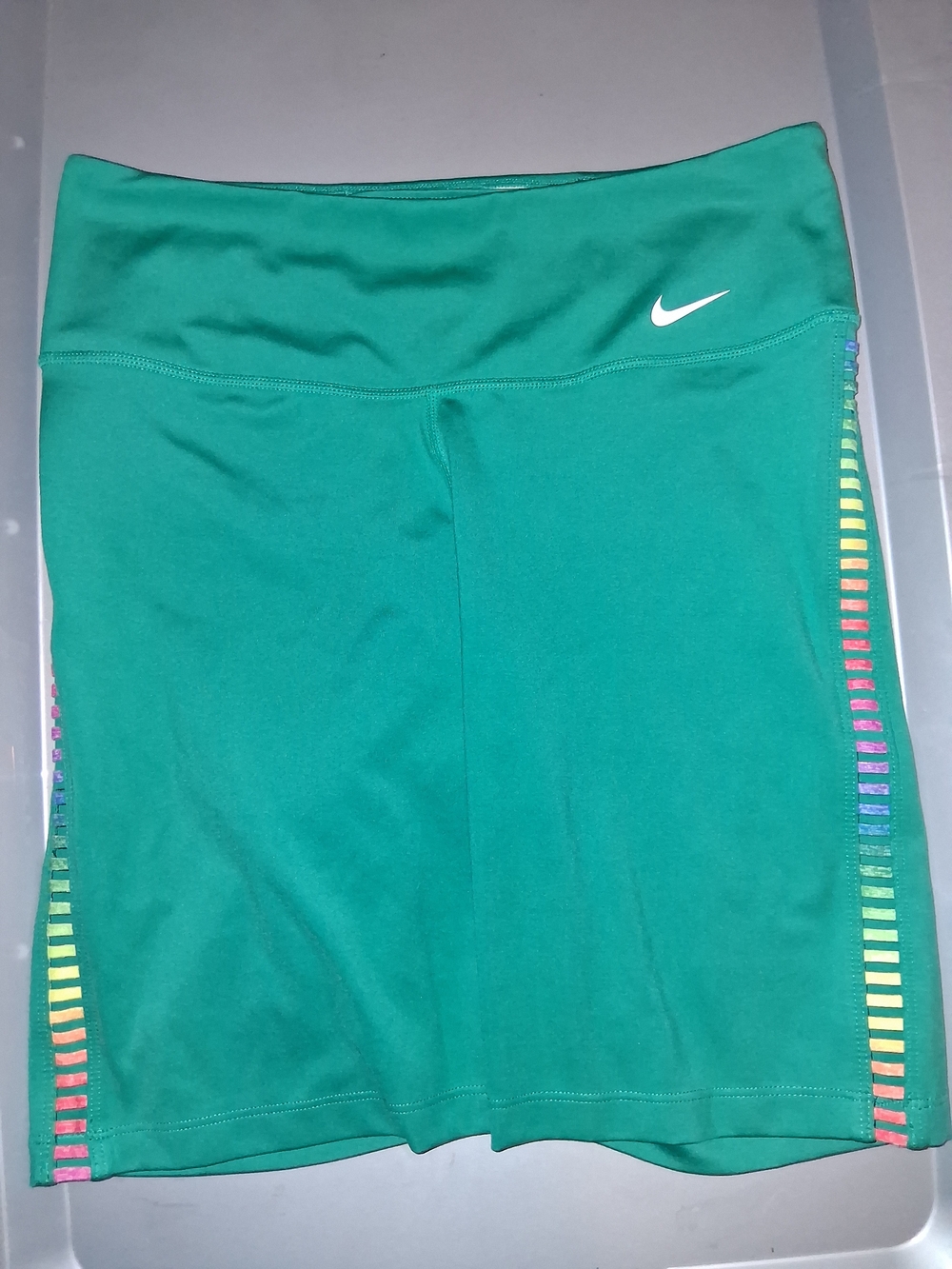 Unisex Nike Bike Shorts Size Medium Turquoise Rainbow Stripes